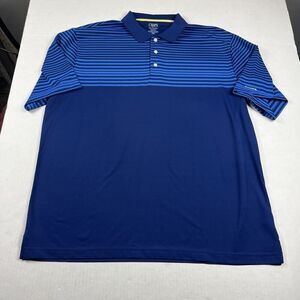 Chaps Golf Blue Striped Performance Polo Shirt XL Moisture Wicking Classic Top